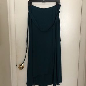 Hunter Green faux wrap skirt.